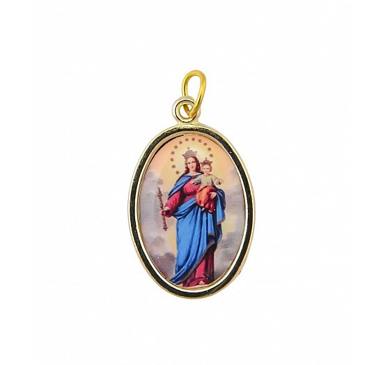 Medalik metalowy kolorowy Maryja Wspomożycielka Wiernych